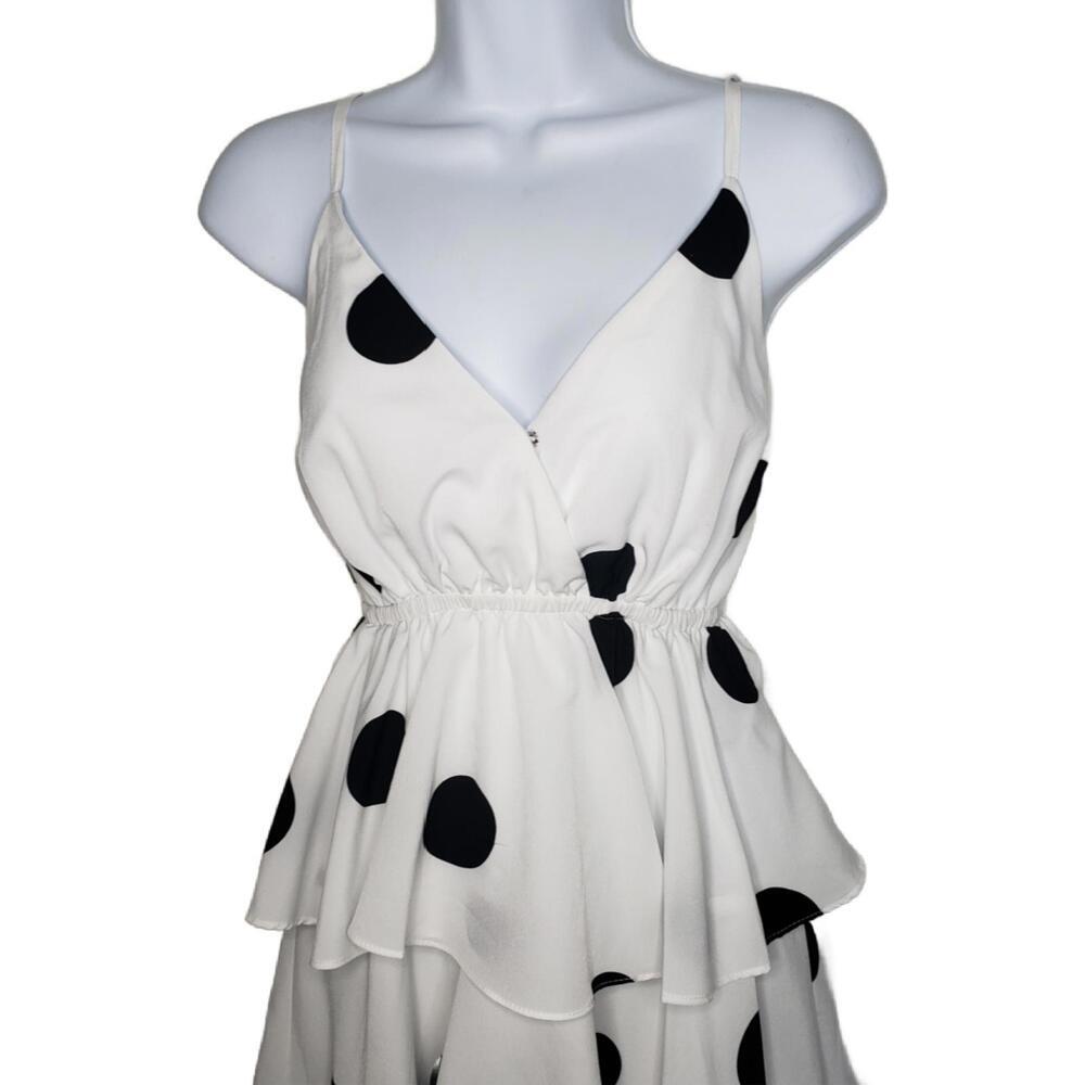 Anthropologie O.P.T Women's Sz S White Polkadot Tiered Ruffle Dress(1837) - Picture 3 of 7